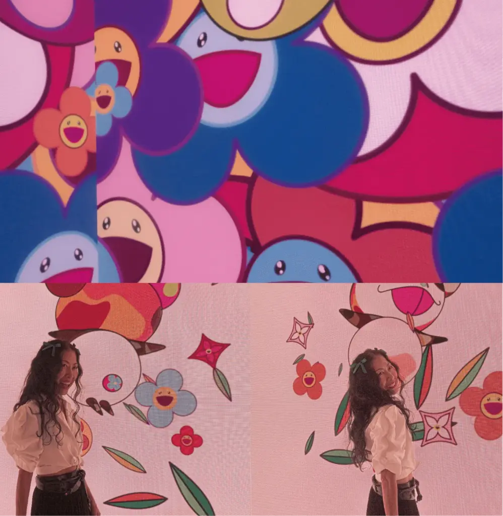 20年前も世界中が興奮した村上隆さん、さくらやチェリーのアーカイブが並ぶ。